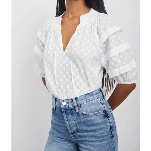 Rails Tops - Rails Paris White Embroidered Daisies Blouse – XS – NWT